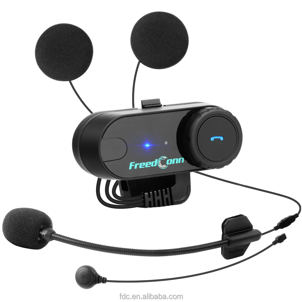 FreedConn-Intercomunicador para motocicleta, Radio FM con función para compartir música, Bluetooth 5,0, para casco, intercomunicador, VB 2