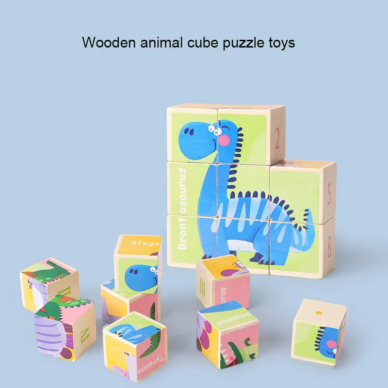 Mainan Puzzle Puzzle Kayu, Puzzle Kubus Pendidikan Dini 3D Enam Sisi