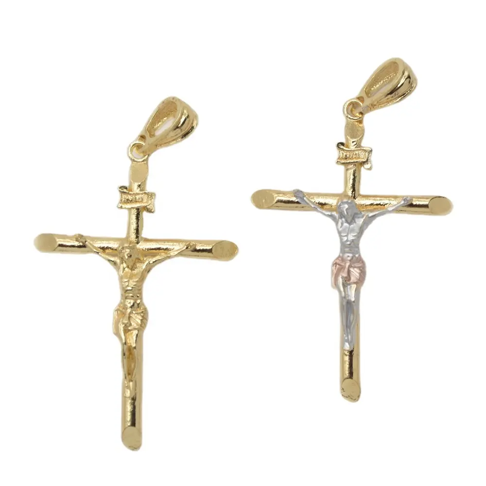 Colgante de collar con cruz de Jesús para hombre, diseño simple de varios tamaños, joyería cristiana