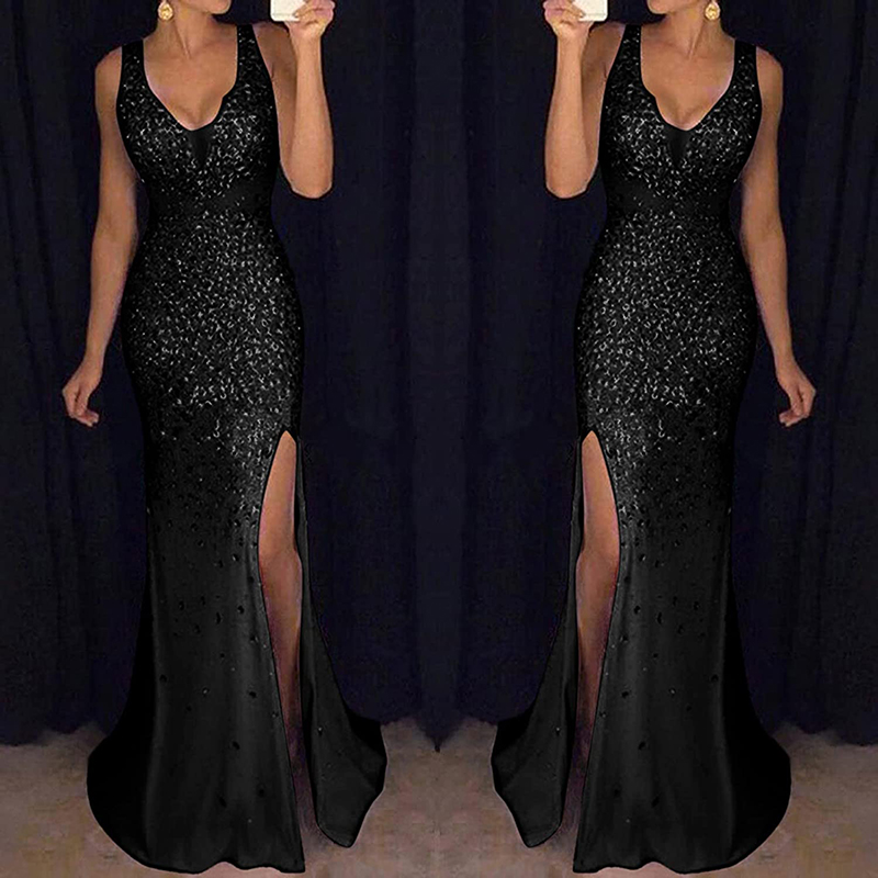 Black sequin sparkly mermaid wedding dress