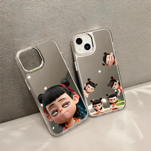 Nezha เคสโทรศัพท์ TPU กระจกแต่งหน้าสำหรับฤดูร้อนกันตกและกันกระแทกเข้ากันได้กับ iPhone 16/15/14/13/12/11/7/8สำหรับ APPL - Product Image 3
