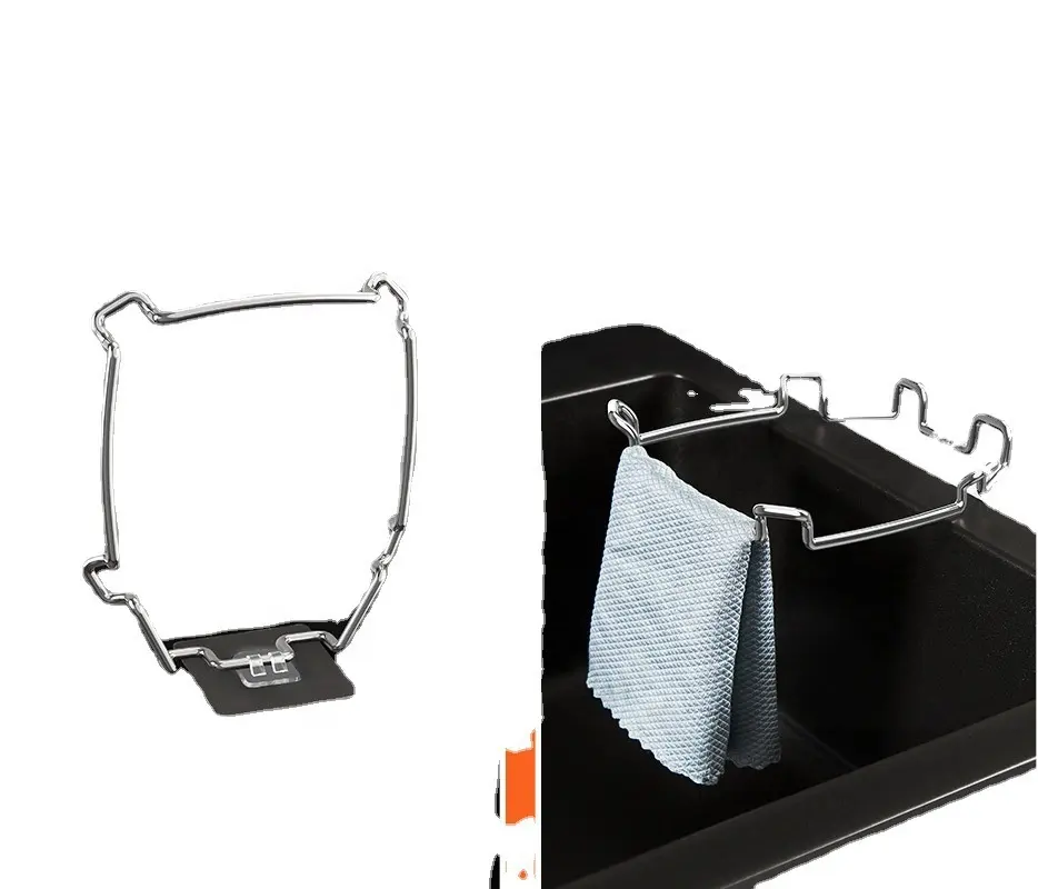 Kitchen Tool Sink Stainless Steel Garbage Bag Holder polyester plastic Bag Filter Mesh Bag with stand rack basket