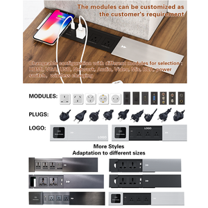 Factory Aluminum Alloy <strong>Multi</strong> <strong>Function</strong> Universal Power Desk Mounted Sliding <strong>Socket</strong> <strong>with</strong> <strong>USB</strong> Ports Type C Wireless Charger - Product Image 2