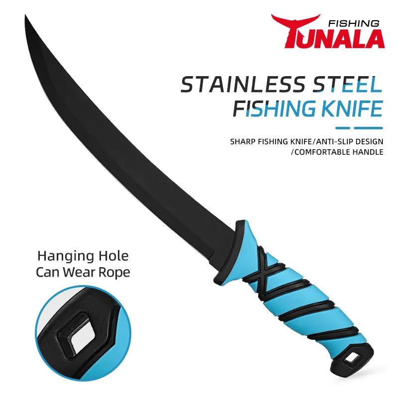Рыболовный удобный Филейный нож 5CR15Mov лезвие из нержавеющей стали с черным покрытием, PP + TPR ручка с отверстием