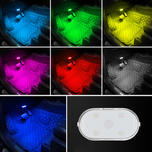 Rgbボイスタッチコントロール<span class=keywords><strong>Led</strong></span>インテリアライト雰囲気アンビエントライト車用磁気ワイヤレスミュージック6ビーズUSB充電式