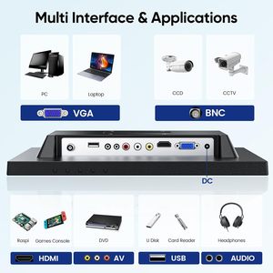 Eyoyo LCD de 14 pulgadas para Monitor HDMI 75Hz Frecuencia de actualización 1024x768 Cámaras de seguridad con pantalla VGA pequeña con entrada HDMI/VGA/AV/BNC - Product Image 5