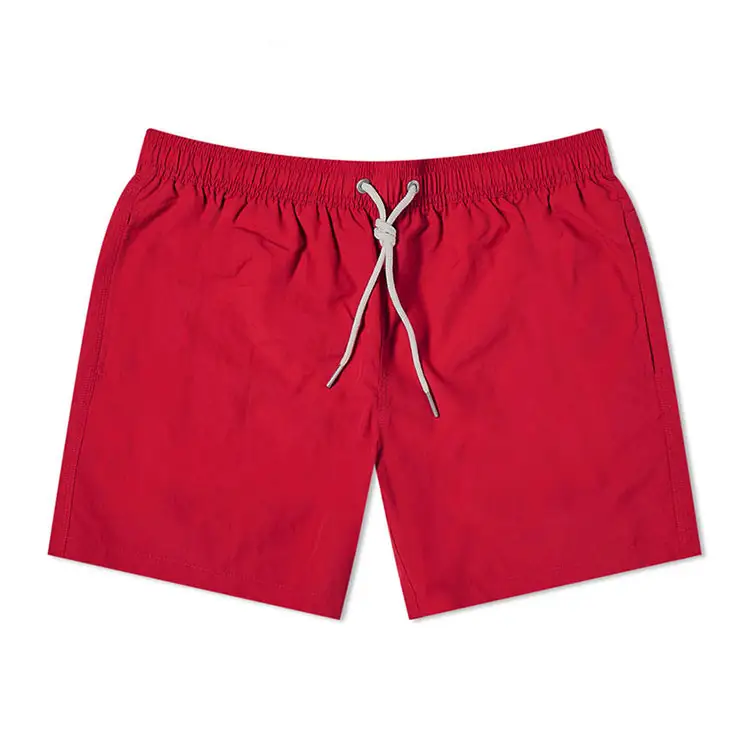 Pantaloni corti da spiaggia in cotone rosso abbigliamento casual elastico in vita con pantaloncini estivi con coulisse