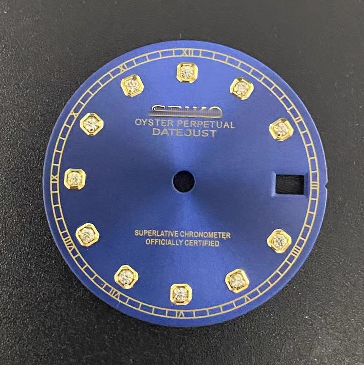 Blue Dial Gold Applied Indices