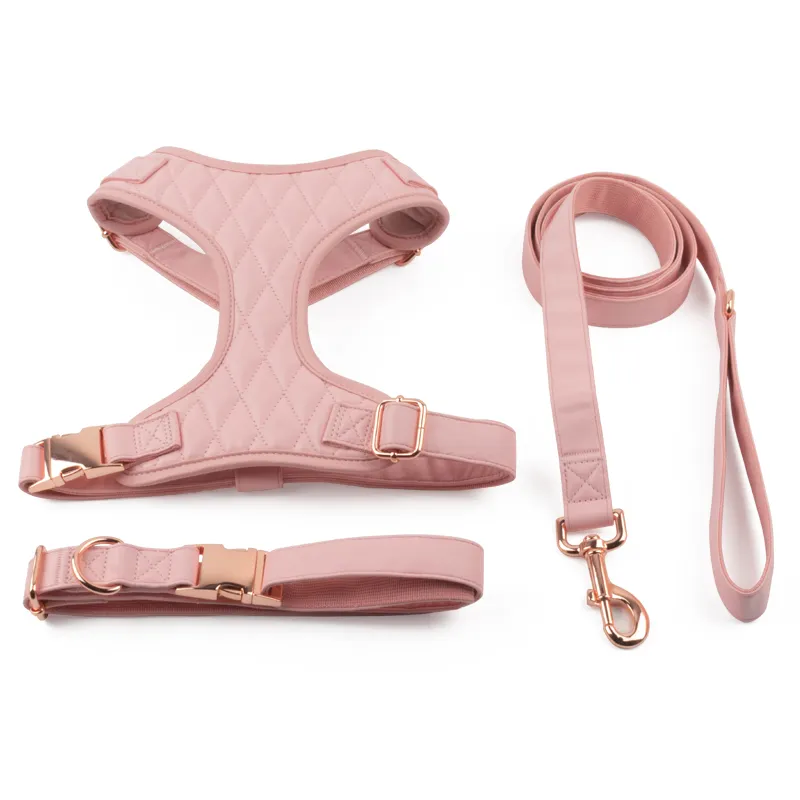 Harnais de gilet pour animaux de compagnie de haute qualité accessoires de poitrine en cuir PU pour harnais de petit chien moyen