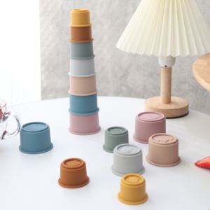 BPA FreeBaby istifleme bardak oyuncak eğlenceli eğitim yığını fincan silikon yumuşak diş çıkarma oyuncak istifleme kulesi - Product Image 2