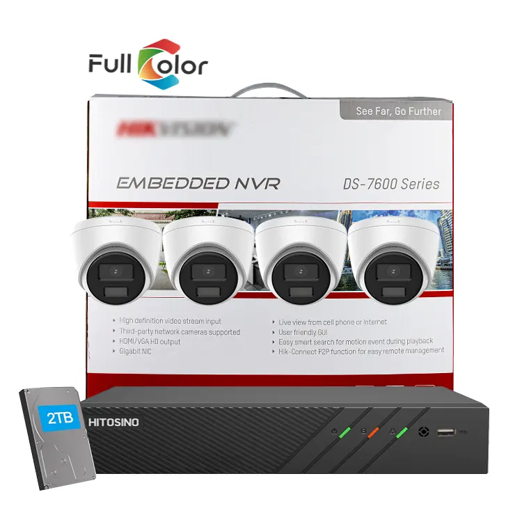 HITOSINO OEM HIK 8ch POE IP NVR Kit de vigilancia Domo de visión nocturna a todo color 4K 5 MP 8MP Sistema de cámara de seguridad