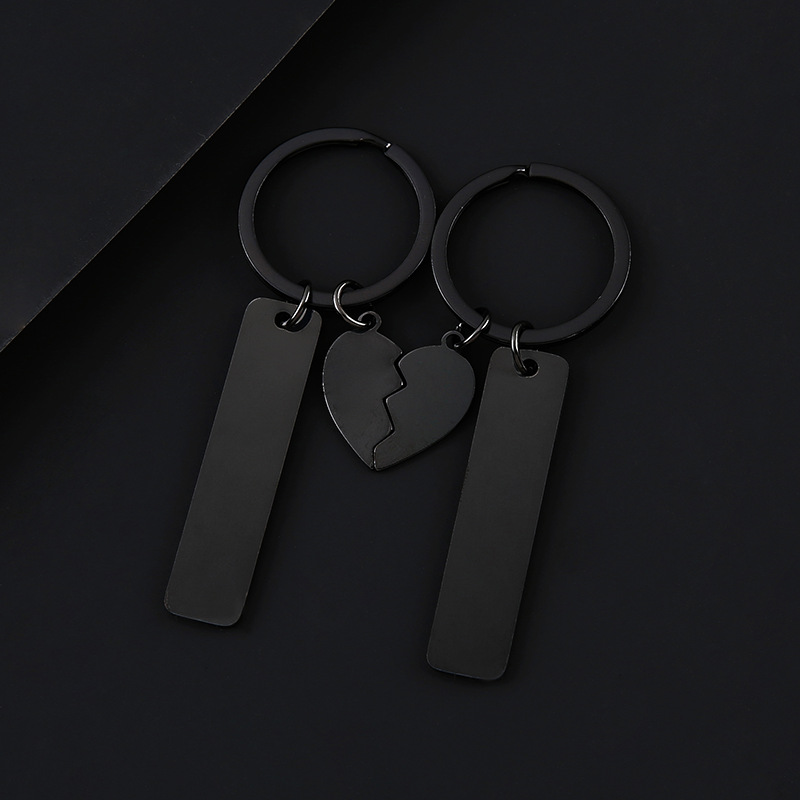 5012 longues bandes + demi-cœur + porte-clés - paire noire