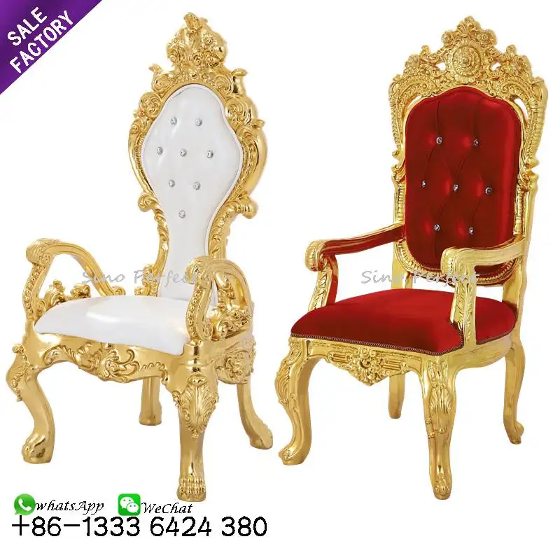 Alquiler de silla de trono de la reina del rey dorado barato