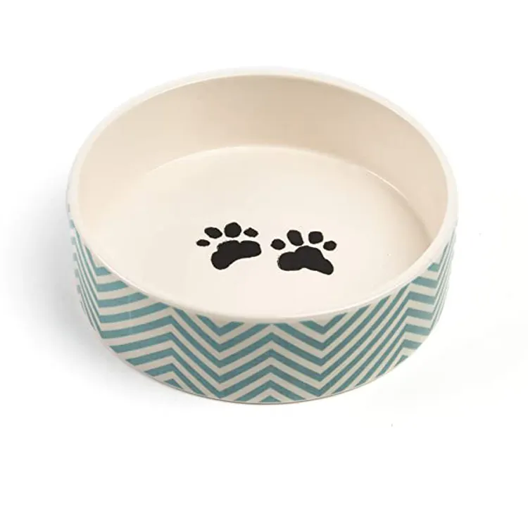 Stampa completa Logo personalizzato grande mangiatoia per animali domestici Ciotola per cani in ceramica per ciotole per cani, tazze di forma rotonda porcellana e secchi Ciotola Dog Inox