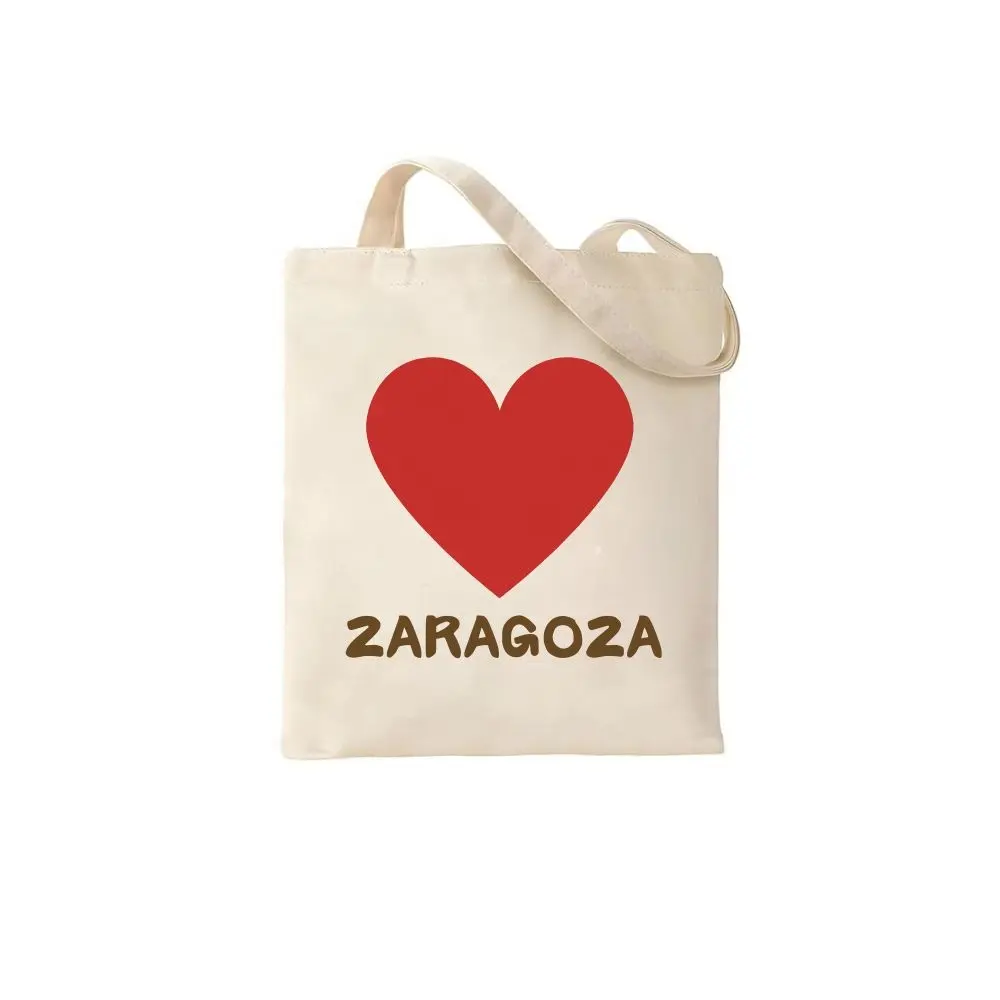 Bolsa de lona de algodón personalizada de Zaragoza, venta al por mayor, recuerdo turístico, regalos de bienvenida