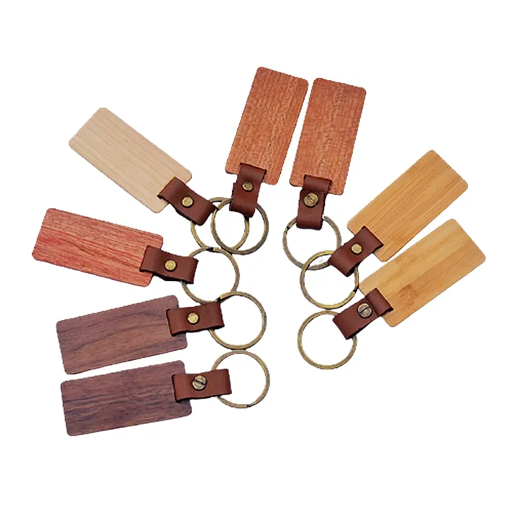 Porte-clés en bois personnalisé blanc, Logo personnalisé vente en gros