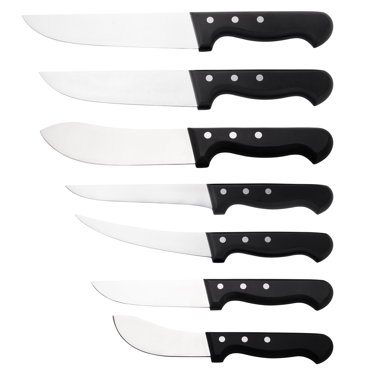 Set di coltelli da macellaio nero 7 pezzi