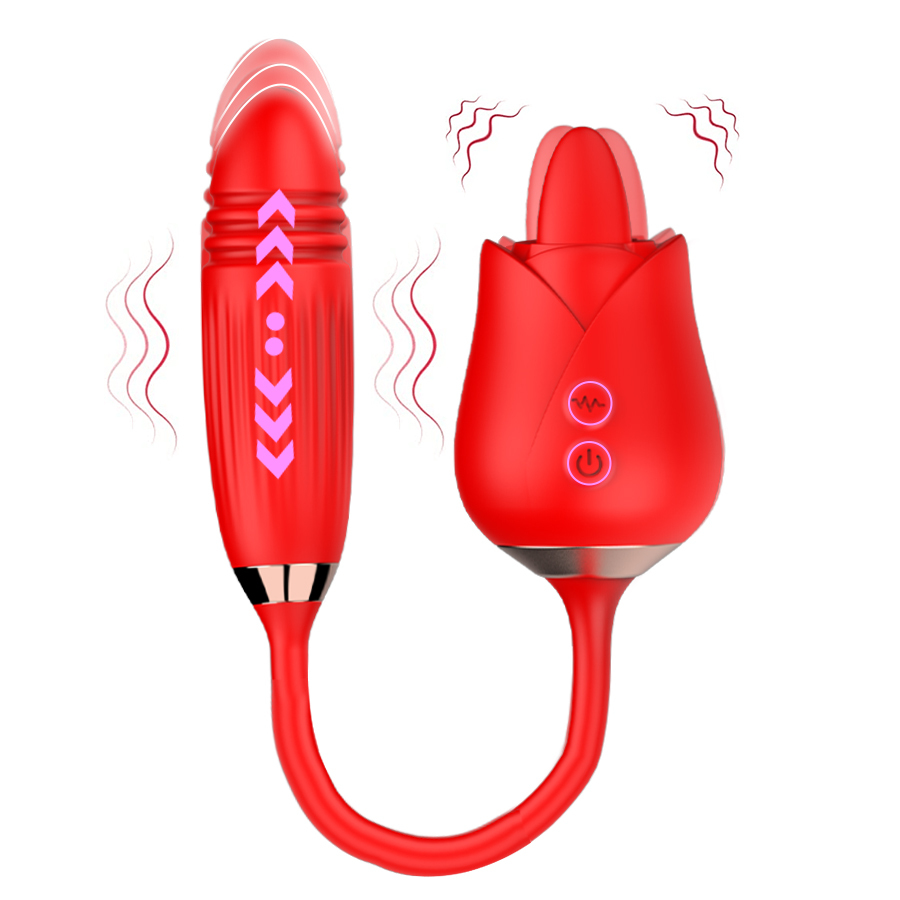 L1429 thrusting & Licking rose vibrator, red