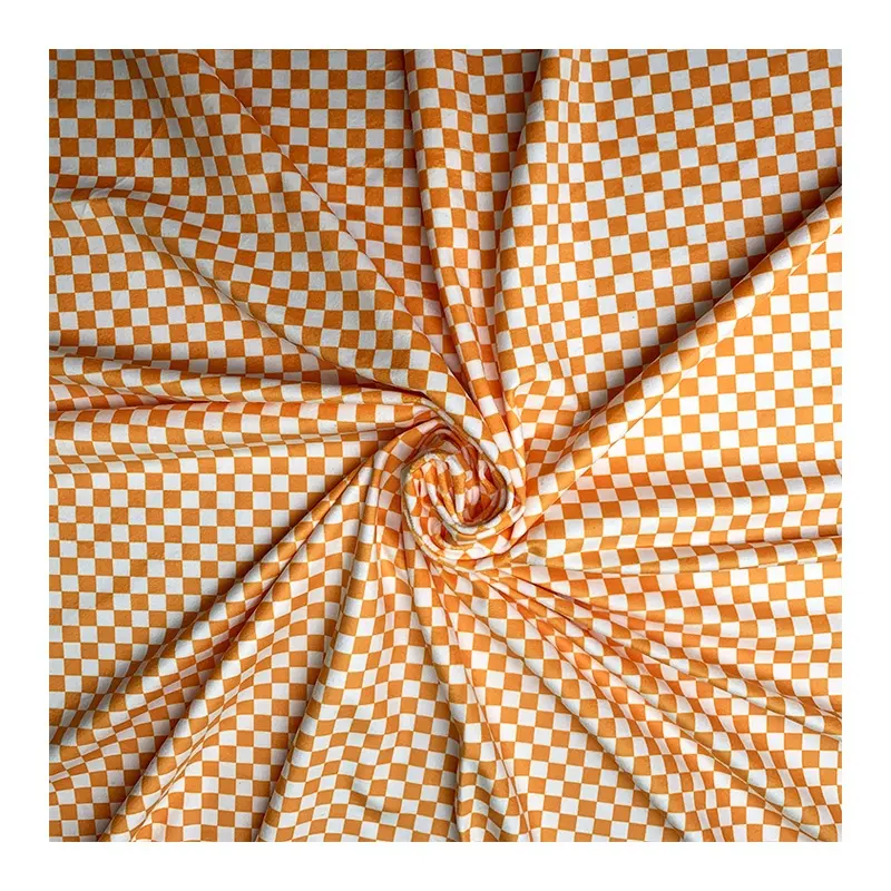 Hot Sell No MOQ DBP Custom Checkered Printed Recycled DTY Double Brushed Polyester Printed fabric