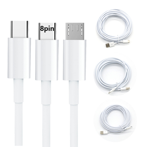免费样品TPE数据传输适配器电缆USB a至USB C/Micro/8Pin 8m数据电缆，交付速度快