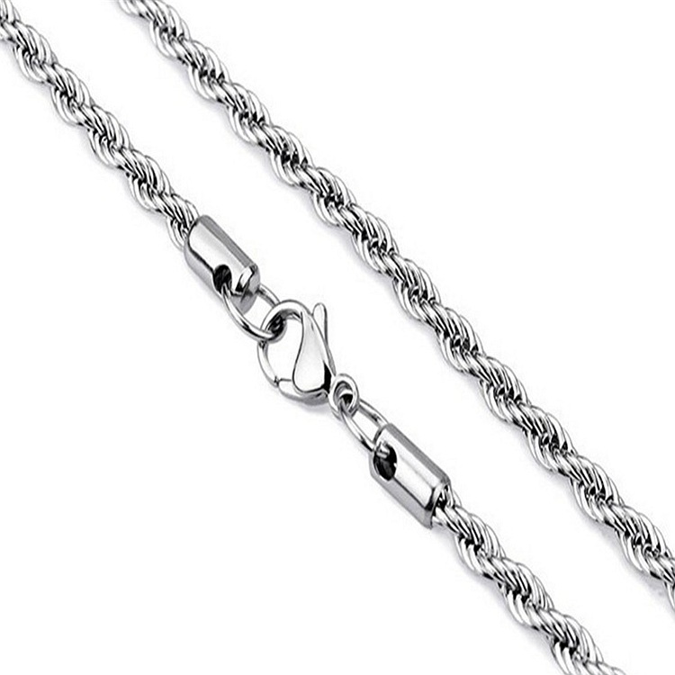 Chaîne tressée argent 3mm*61cm