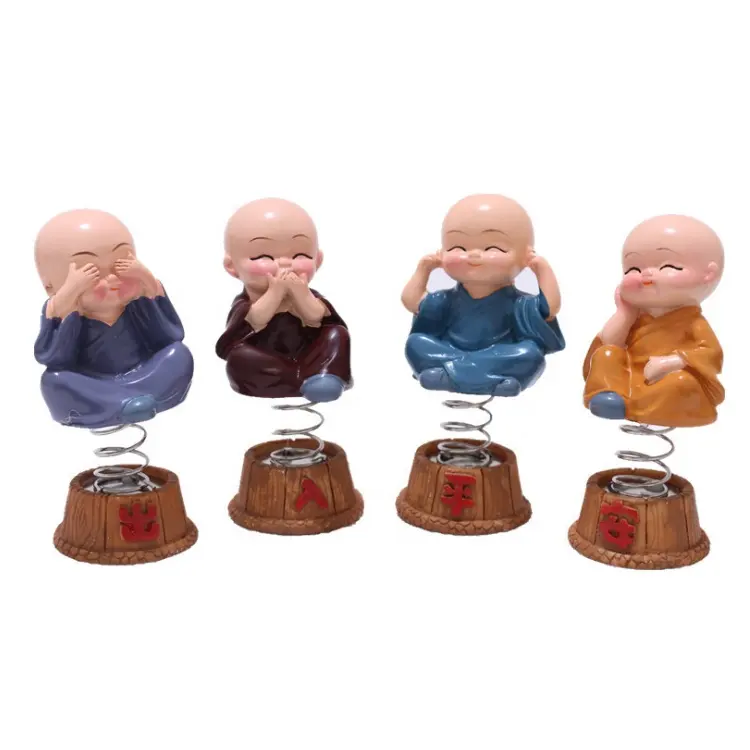 Adornos de coche de resina, cabezas de Bobble, decoración de muñecas, figura de monje Buda, regalo, escritorio