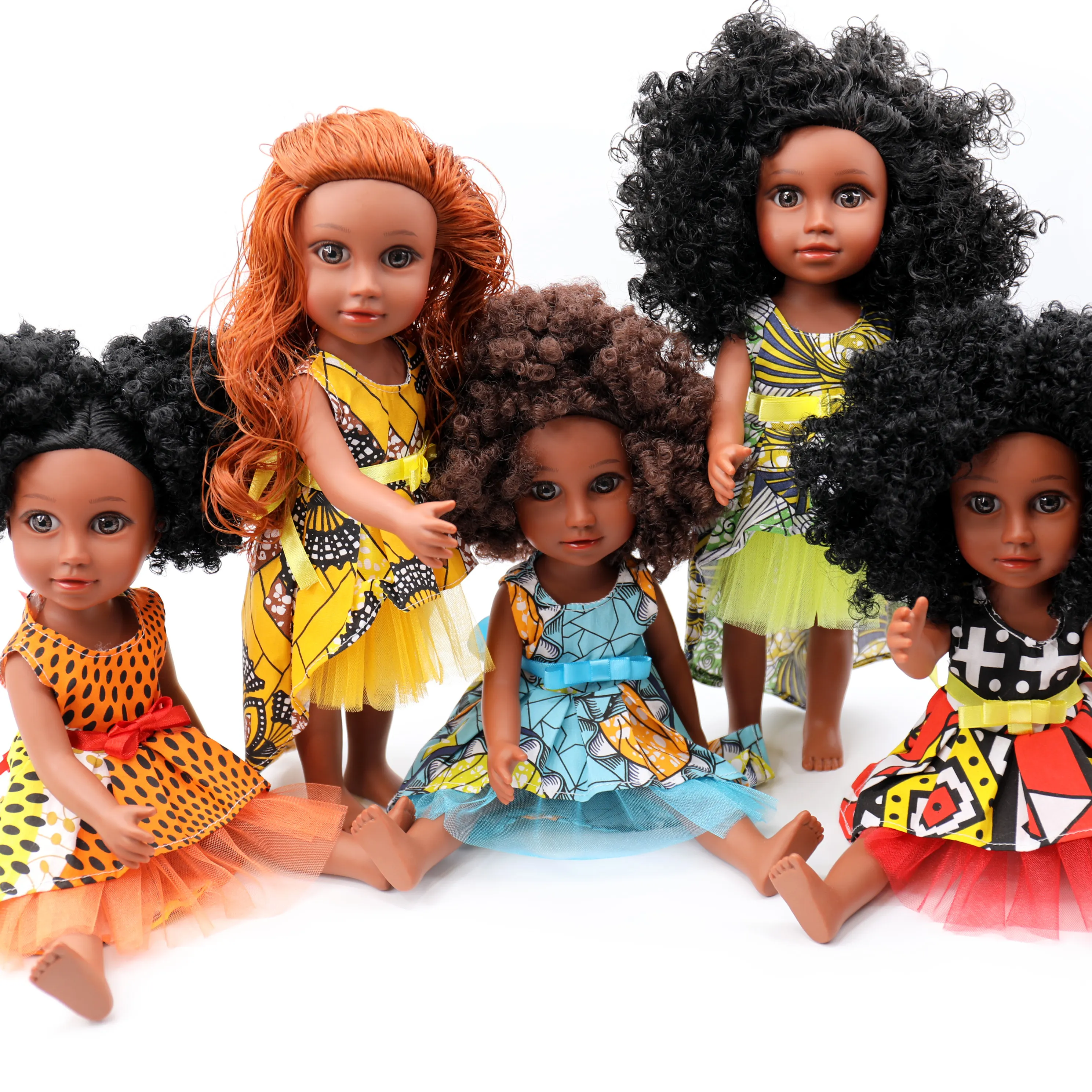 دمى بناتي سوداء بتصميمات مختلفة من Nathaniel, دمى بناتي سوداء بتصميمات جميلة وواقعية مصنوعة من البلاستيك للبيع بالجملة
