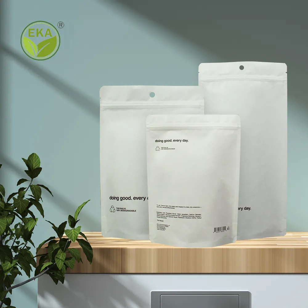 Sacchetto di carta Kraft Stand Up biodegradabile di alta qualità personalizzato con cerniera per imballaggi alimentari