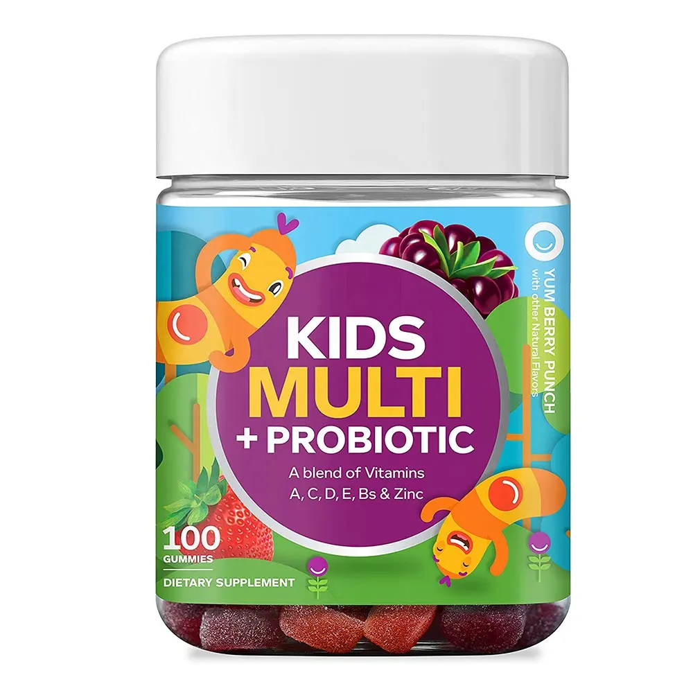 Bebas Gula Anak-anak Multivitamin Gummies Kunyah Probiotik Biotin Vitamin A C D E B Seng untuk Nutrisi Anak-anak