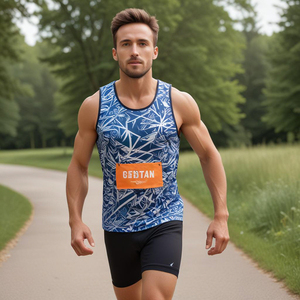 Benutzer definierte Quick Dry Blank Running Jogger Trainings anzüge Herren Mesh Polyester Stoff Lauf hemden und Unterhemden - Product Image 1