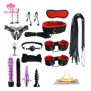 SacKnove 16Pcs Set Weiche, bequeme, alternative Fesseln Slave Bed Straps Bundle BDSM Bondage für Sexspielzeug für Erwachsene - Product Image 1