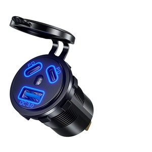 12V/24V USB插座108W 3端口双PD 45W USB C车载充电器插座和带电压表电源开关的快速充电3.0 USB充电器 - Product Image 1