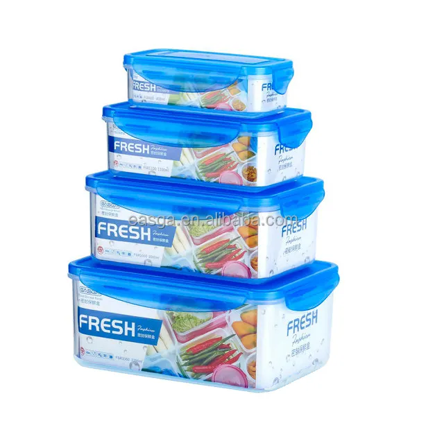 Contenedor hermético de alimentos con forma Rectangular, conjunto de 4 contenedores de almacenamiento de alimentos, a prueba de fugas, 4 Uds., 400 + 1100 + 2000 + 3350ml