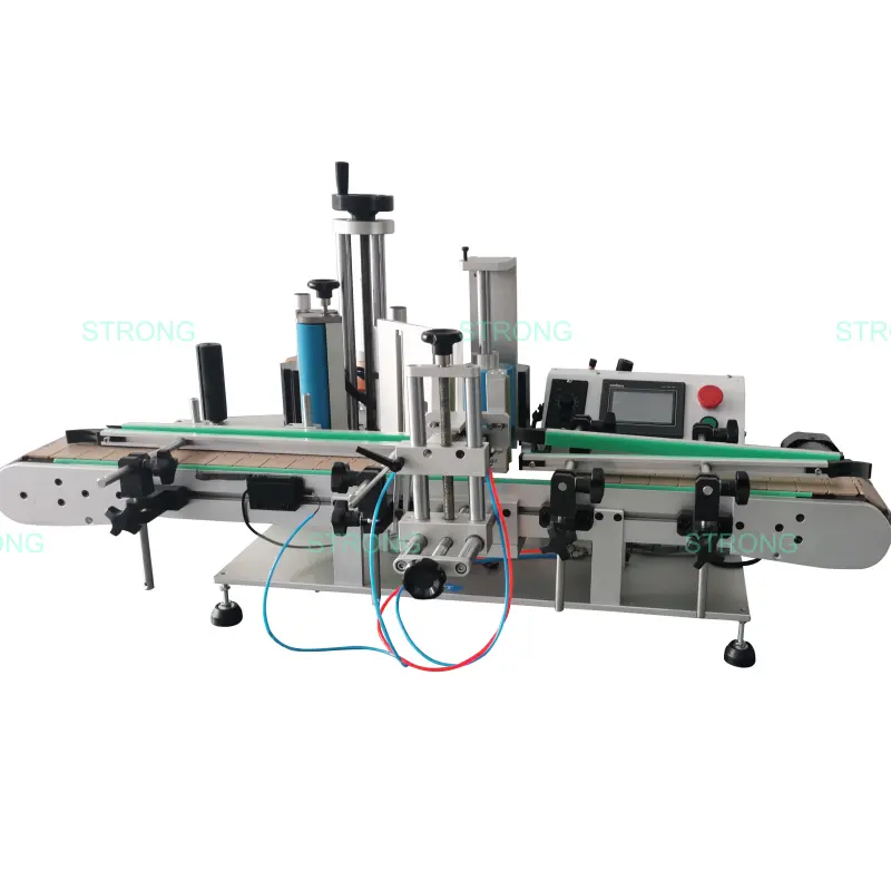 Etiquetadora de botellas redondas cónicas verticales de posicionamiento automático