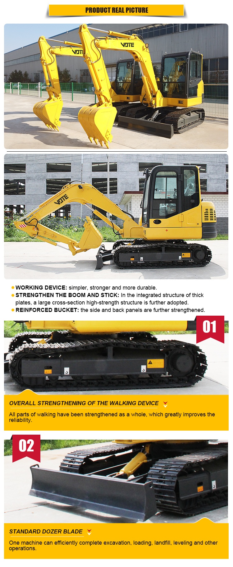 Chinese 6 ton excavator CE rubber crawler track excavator with auger crawler digger material handling Chinese digger