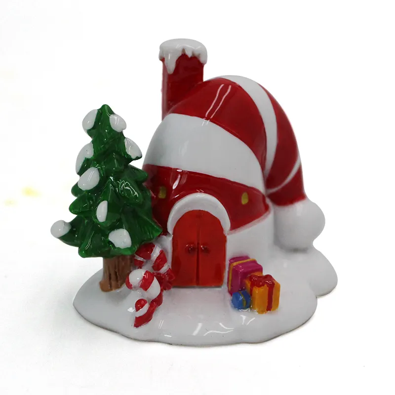 Estatuilla de Casa de Papá Noel de resina personalizada, decoración de jardín y hogar, regalos de resina navideños para niños