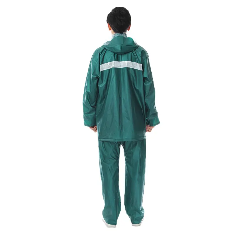 Chubasquero impermeable de la mejor calidad para hombre, chaqueta impermeable con pantalones, Material de PVC, transpirable