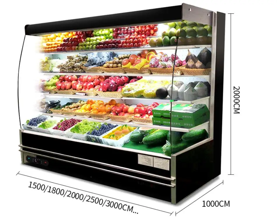 Bevanda latte verdura frutta Multi-deck Open Chiller Air Curtain Freezer per supermercato Buffet Hotpot Restaurant