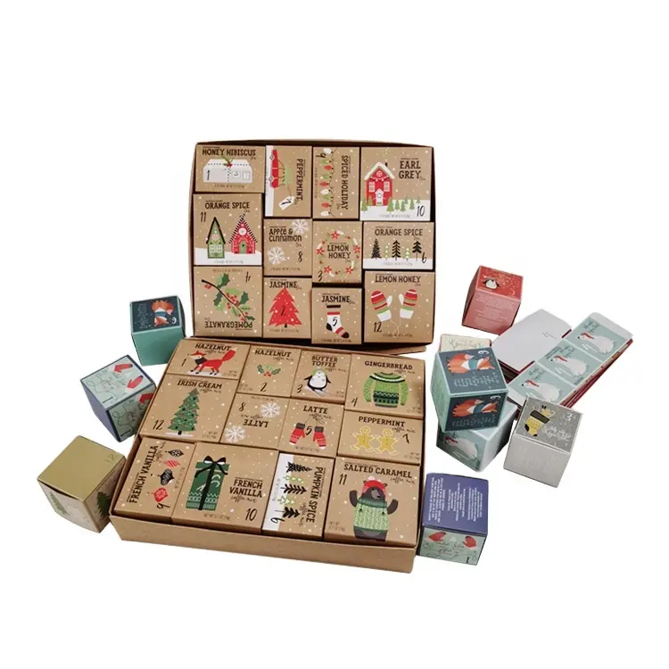 Caja de embalaje roja y verde para manualidades, embalaje con forma de extremo de dos tuck, regalo de Navidad, cartón de papel de frutos secos, bolsa de Chocolate para dulces, embalaje para hornear