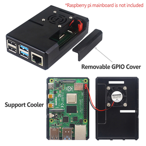 Raspberry Pi 4 schwarz / durchsichtiges Kunststoffgehäuse abnehmbare GPIO-Abdeckung ABS-Hülle für Raspberry Pi 4 optionale Kühlung Lüfter - Product Image 4