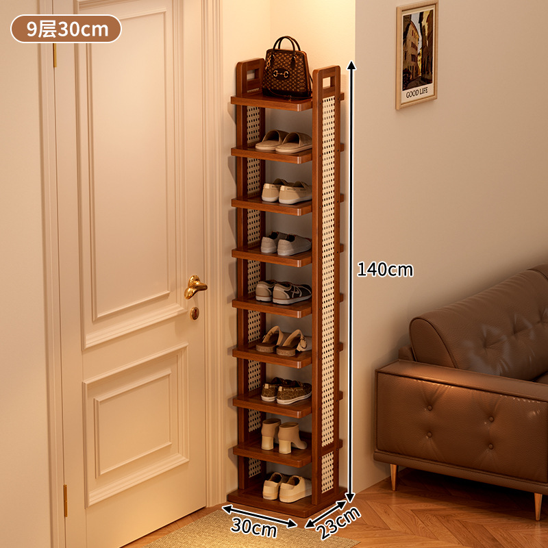 Simple brown shoe rack, nine tiers, 30cm long