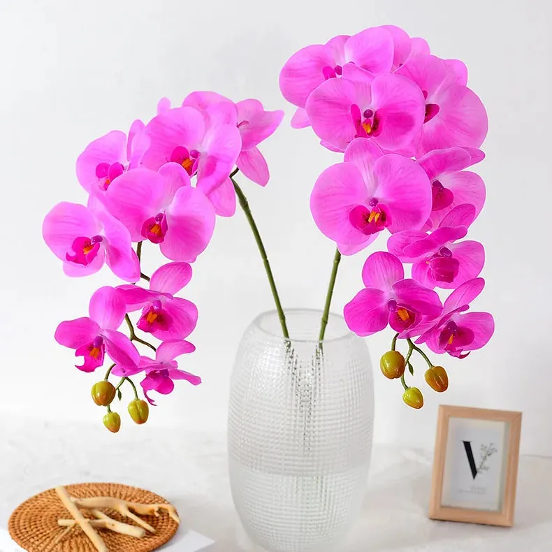 Caixa de papelão para decoração de flores de orquídea, flores decorativas de orquídeas de alta qualidade com toque real, borboletas artificiais