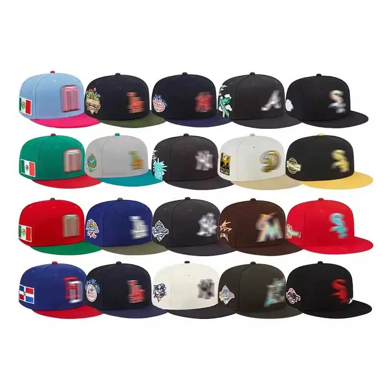 2024 Venta al por mayor Gorras personalizadas Logotipo bordado original Gorras ajustadas Snapback Sombreros Parches mundiales Gorra de béisbol cerrada