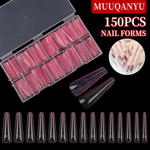 Bqan แม่พิมพ์ต่อเล็บเจลบางเฉียบแบบสั่งทำเล็บ15ขนาดเล็บออกแบบสีชมพูชุดรูปแบบคู่เคล็ดลับ - Product Image 4