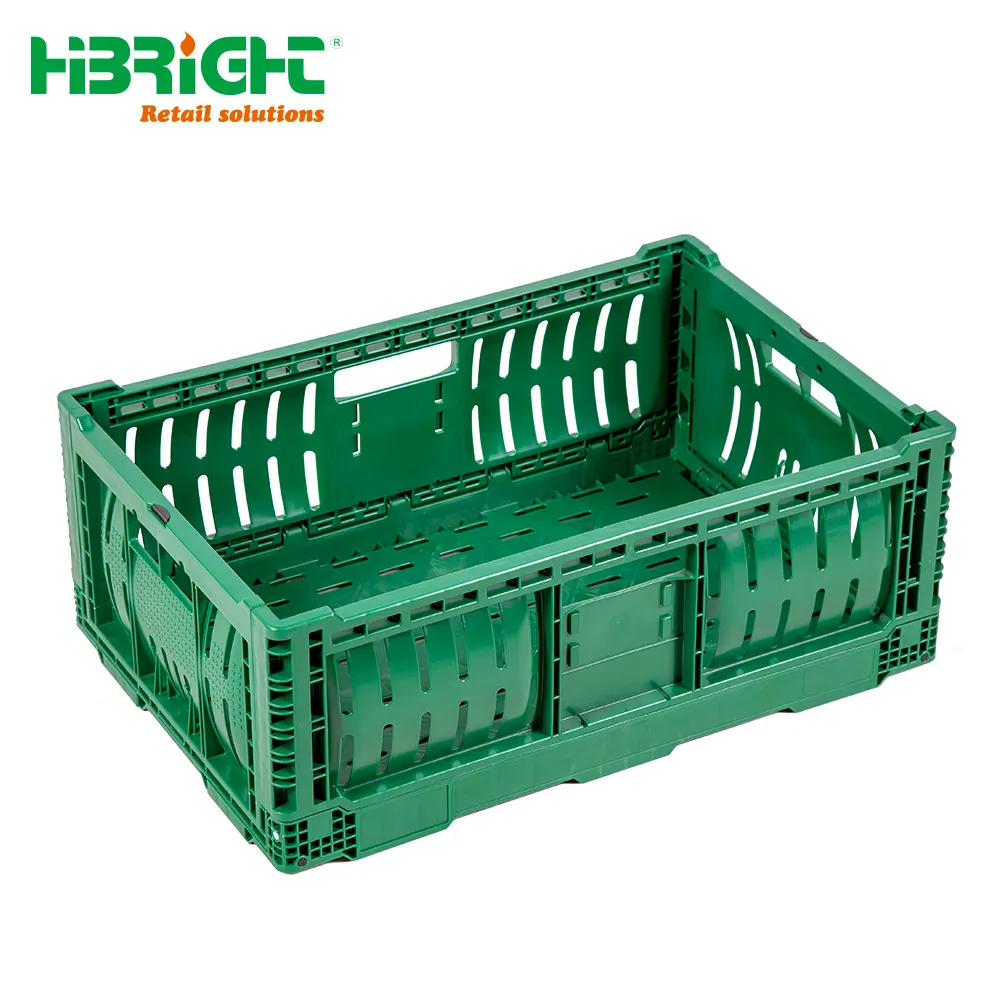 Cajas plegables de plástico para almacenamiento de frutas y verduras, cajas plegables apilables con envío móvil