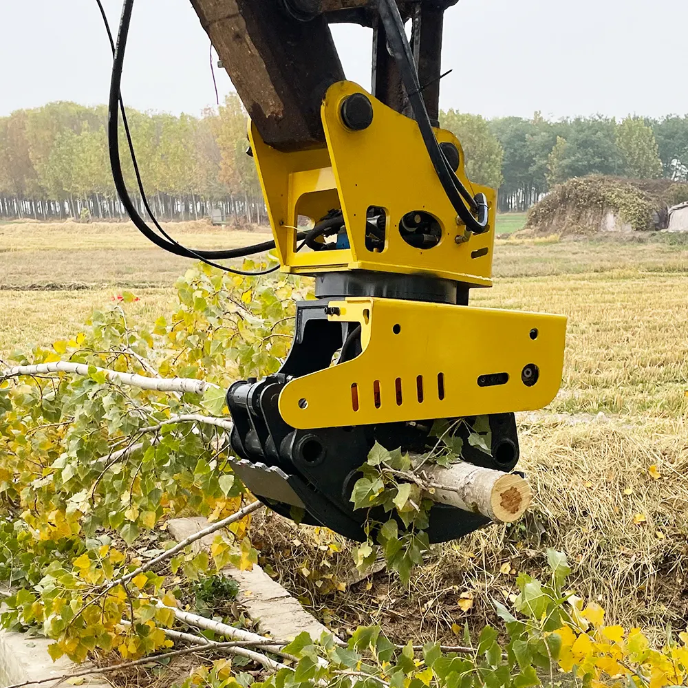 tree saw cut log machine grapples rotate saw logging grab chainsaw for excavator