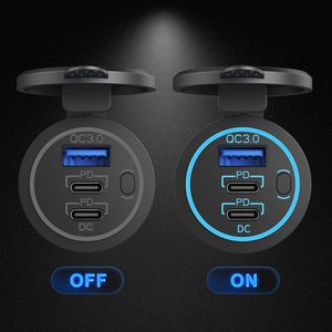 12v-24v多3端口双PD3.0 usb-c和快速充电3.0 USB插座插座，带汽车船房车船用电源开关 - Product Image 2