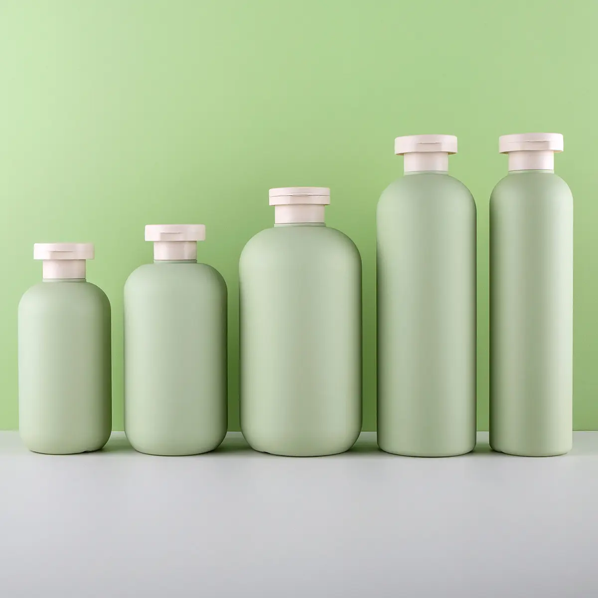 200/260/300/400/500ml Hdpe Plastic Lotion Bottle Matte Green Shampoo Shower Gel Dispenser Body Lotion Bottle