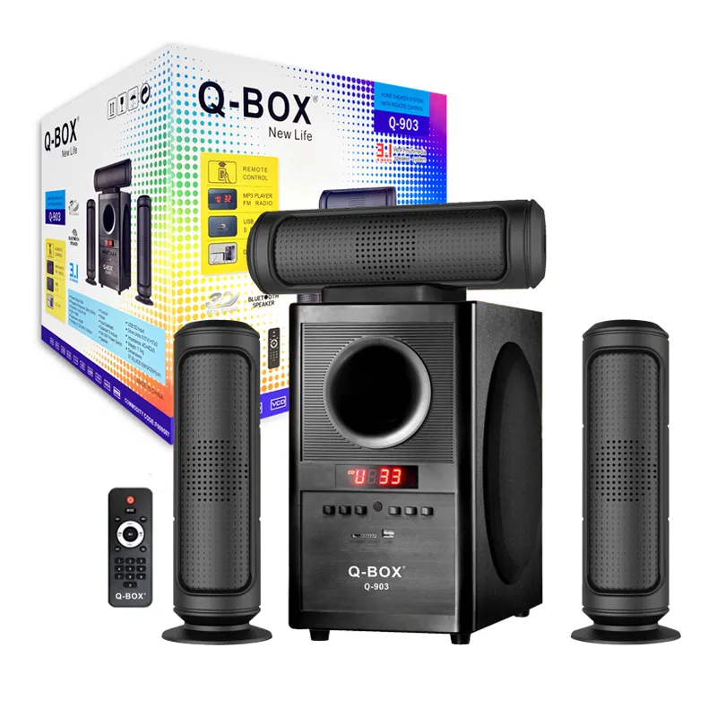 Q-box Q-903 New 3.1 speaker sub woofer speaker para casa