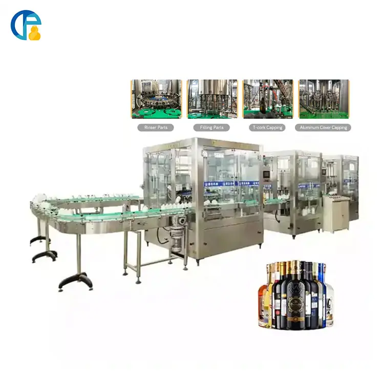 Automático 3 en 1 botella de vidrio equipo de planta de procesamiento de vino whisky Vodka línea de producción de jugo máquina embotelladora de llenado